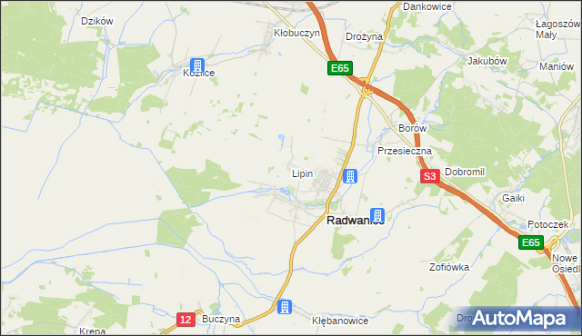 mapa Lipin gmina Radwanice, Lipin gmina Radwanice na mapie Targeo