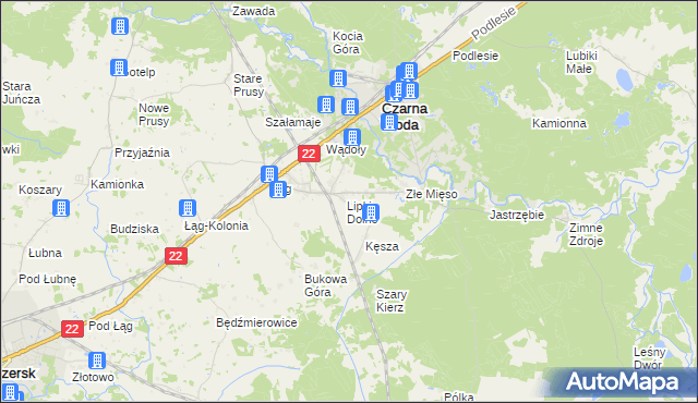 mapa Lipki gmina Czersk, Lipki gmina Czersk na mapie Targeo