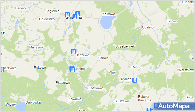 mapa Lisewo gmina Gniewino, Lisewo gmina Gniewino na mapie Targeo
