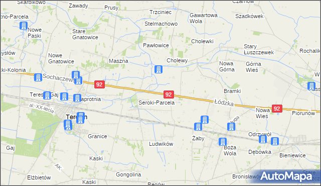 mapa Lisice gmina Teresin, Lisice gmina Teresin na mapie Targeo