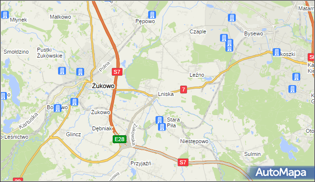 mapa Lniska, Lniska na mapie Targeo