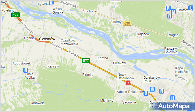 mapa Łomna gmina Czosnów, Łomna gmina Czosnów na mapie Targeo