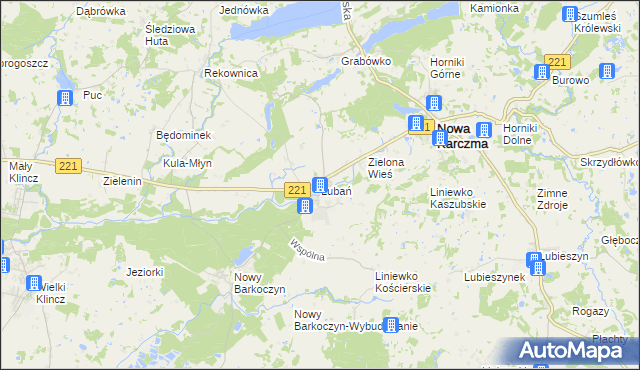 mapa Lubań gmina Nowa Karczma, Lubań gmina Nowa Karczma na mapie Targeo