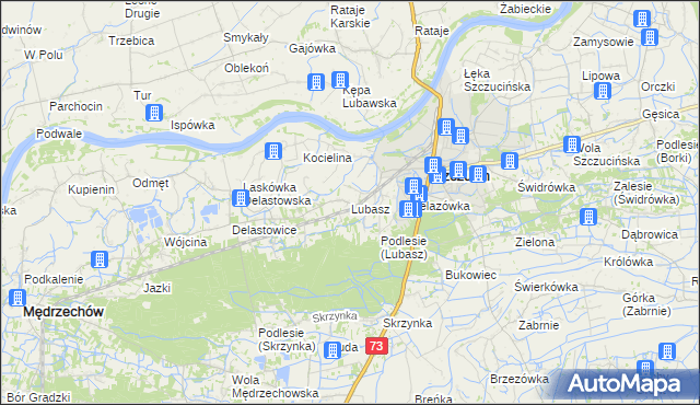 mapa Lubasz gmina Szczucin, Lubasz gmina Szczucin na mapie Targeo
