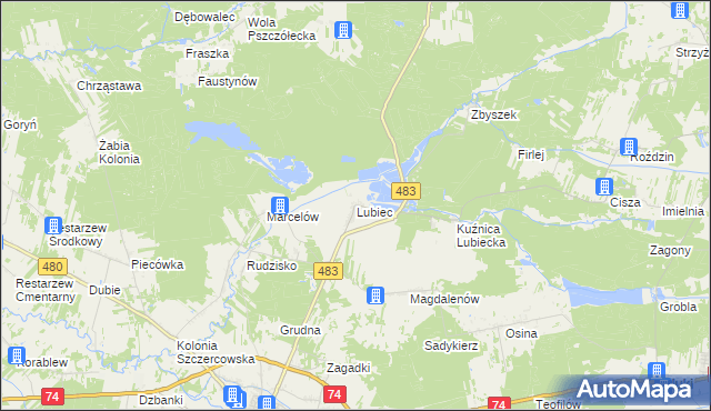 mapa Lubiec, Lubiec na mapie Targeo