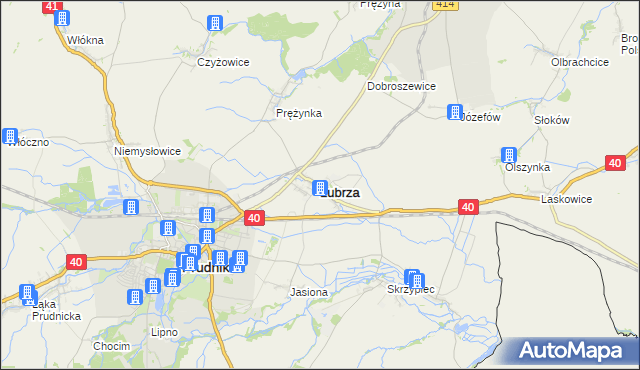 mapa Lubrza powiat prudnicki, Lubrza powiat prudnicki na mapie Targeo