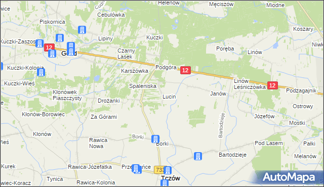 mapa Lucin gmina Tczów, Lucin gmina Tczów na mapie Targeo