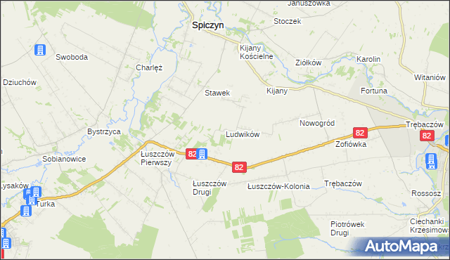 mapa Ludwików gmina Spiczyn, Ludwików gmina Spiczyn na mapie Targeo
