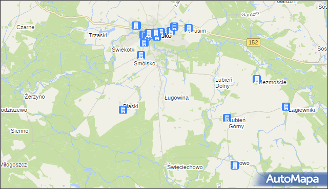 mapa Ługowina gmina Resko, Ługowina gmina Resko na mapie Targeo