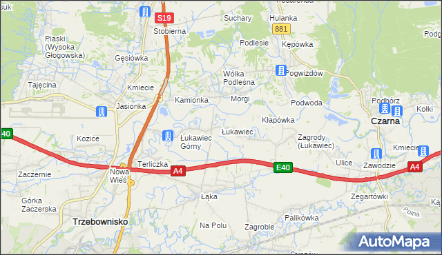 mapa Łukawiec gmina Trzebownisko, Łukawiec gmina Trzebownisko na mapie Targeo