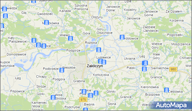 mapa Lusławice gmina Zakliczyn, Lusławice gmina Zakliczyn na mapie Targeo