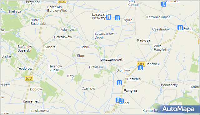mapa Łuszczanówek, Łuszczanówek na mapie Targeo