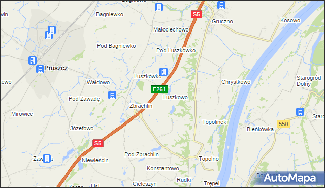 mapa Luszkowo, Luszkowo na mapie Targeo