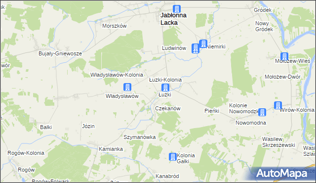 mapa Łuzki gmina Jabłonna Lacka, Łuzki gmina Jabłonna Lacka na mapie Targeo