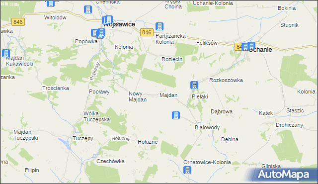 mapa Majdan gmina Wojsławice, Majdan gmina Wojsławice na mapie Targeo