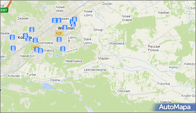 mapa Majdan gmina Wołomin, Majdan gmina Wołomin na mapie Targeo