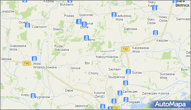 mapa Maksymilianów gmina Przytyk, Maksymilianów gmina Przytyk na mapie Targeo