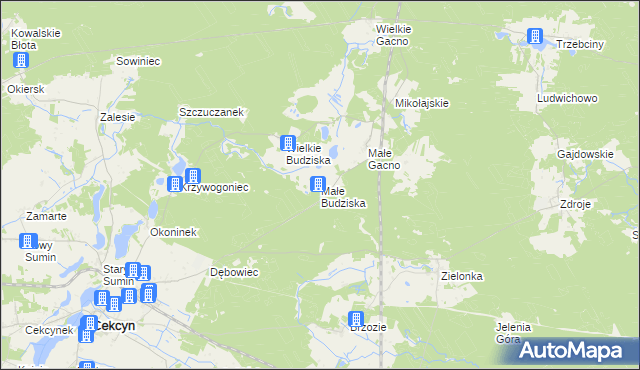 mapa Małe Budziska, Małe Budziska na mapie Targeo