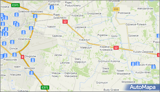 mapa Małęczyn gmina Gózd, Małęczyn gmina Gózd na mapie Targeo