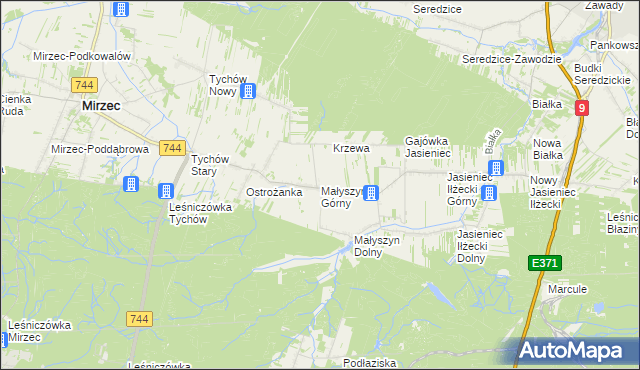 mapa Małyszyn Górny, Małyszyn Górny na mapie Targeo