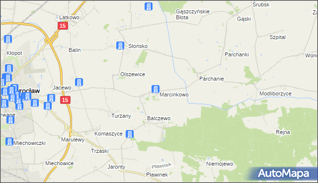 mapa Marcinkowo gmina Inowrocław, Marcinkowo gmina Inowrocław na mapie Targeo