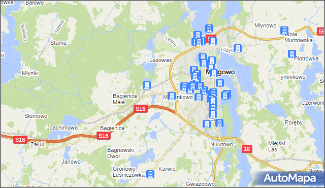 mapa Marcinkowo gmina Mrągowo, Marcinkowo gmina Mrągowo na mapie Targeo