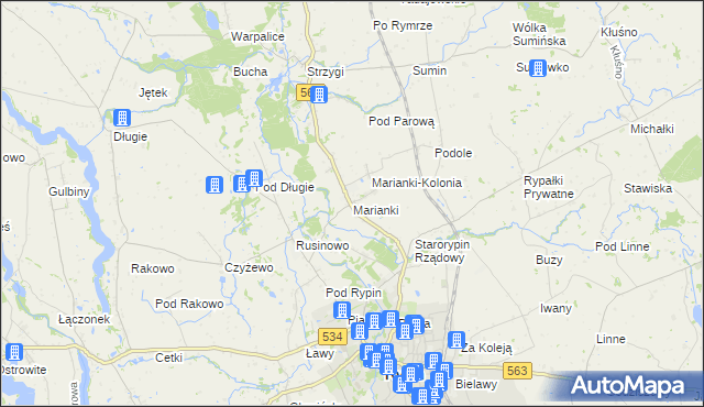mapa Marianki gmina Rypin, Marianki gmina Rypin na mapie Targeo