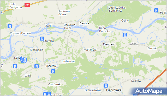 mapa Marianów gmina Dąbrówka, Marianów gmina Dąbrówka na mapie Targeo