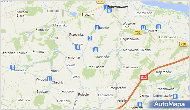 mapa Marianów gmina Gniewoszów, Marianów gmina Gniewoszów na mapie Targeo