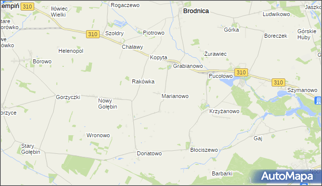 mapa Marianowo gmina Śrem, Marianowo gmina Śrem na mapie Targeo