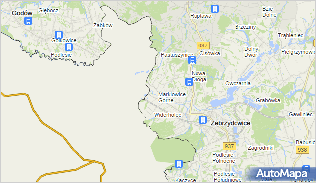 mapa Marklowice Górne, Marklowice Górne na mapie Targeo