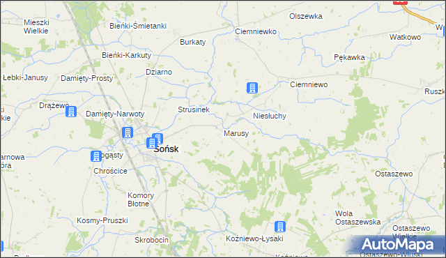 mapa Marusy, Marusy na mapie Targeo