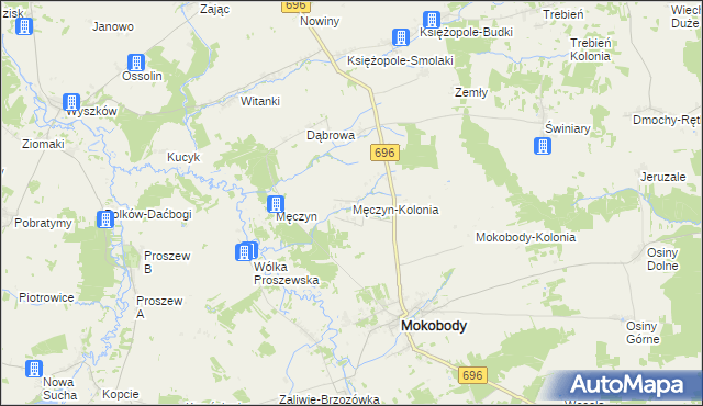 mapa Męczyn-Kolonia, Męczyn-Kolonia na mapie Targeo