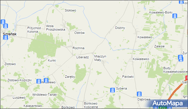mapa Miączyn Mały, Miączyn Mały na mapie Targeo