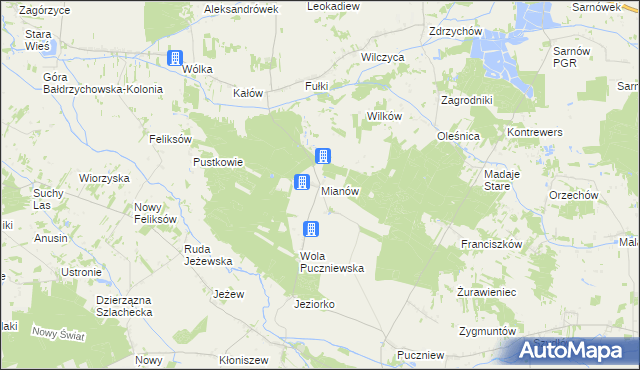 mapa Mianów, Mianów na mapie Targeo