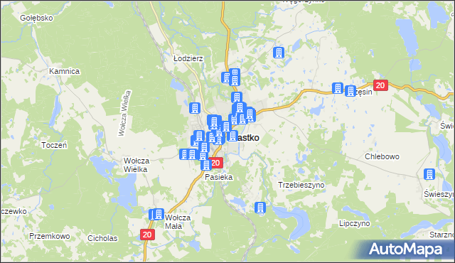 mapa Miastko powiat bytowski, Miastko powiat bytowski na mapie Targeo