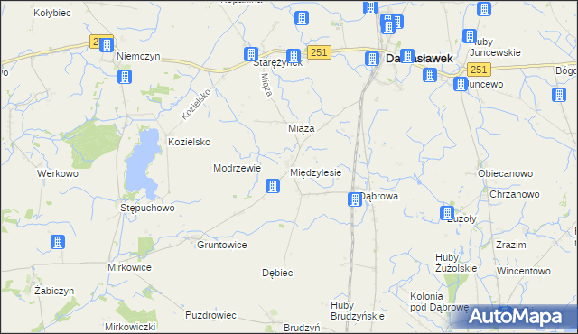 mapa Międzylesie gmina Damasławek, Międzylesie gmina Damasławek na mapie Targeo