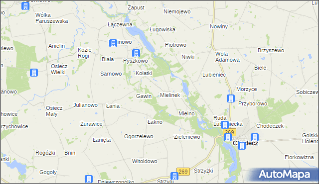 mapa Mielinek, Mielinek na mapie Targeo
