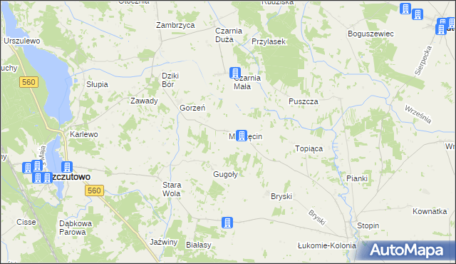 mapa Mierzęcin gmina Szczutowo, Mierzęcin gmina Szczutowo na mapie Targeo