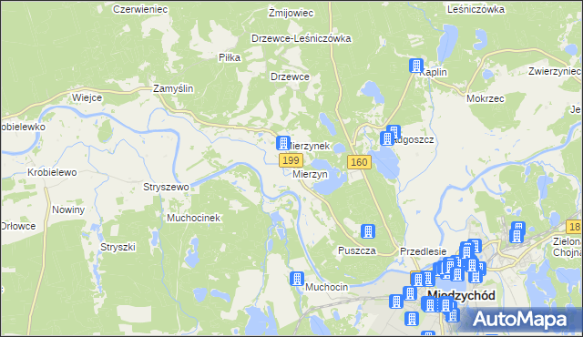 mapa Mierzyn gmina Międzychód, Mierzyn gmina Międzychód na mapie Targeo