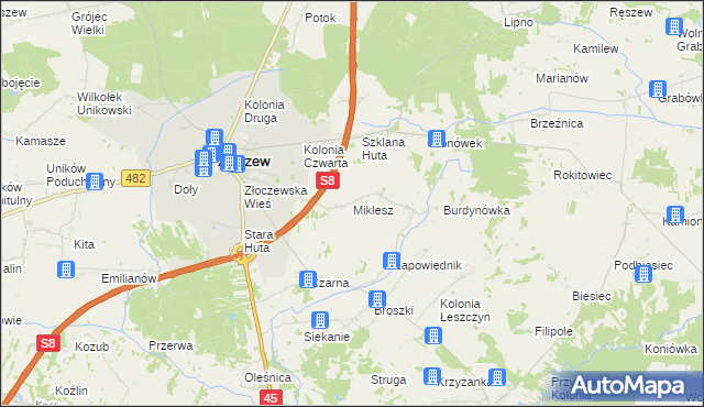 mapa Miklesz, Miklesz na mapie Targeo