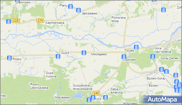 mapa Mikołajewo gmina Czarnków, Mikołajewo gmina Czarnków na mapie Targeo