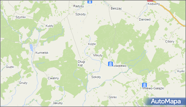 mapa Mikuty gmina Biała Piska, Mikuty gmina Biała Piska na mapie Targeo