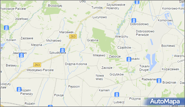 mapa Milejewo gmina Ostrowite, Milejewo gmina Ostrowite na mapie Targeo