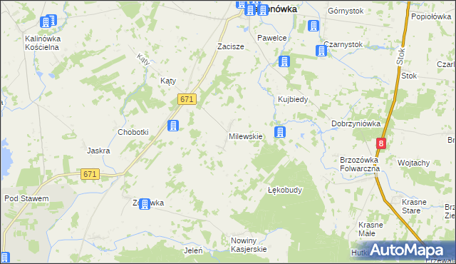 mapa Milewskie, Milewskie na mapie Targeo