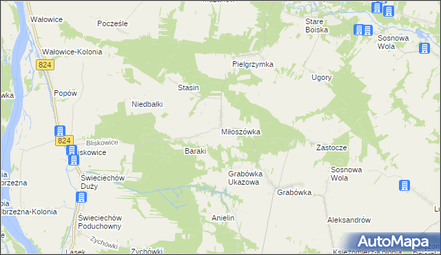 mapa Miłoszówka, Miłoszówka na mapie Targeo