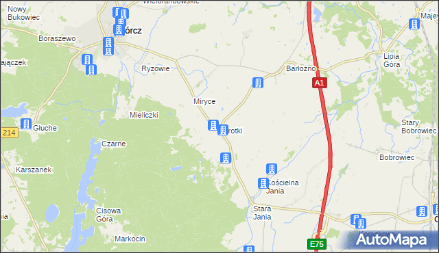 mapa Mirotki gmina Skórcz, Mirotki gmina Skórcz na mapie Targeo