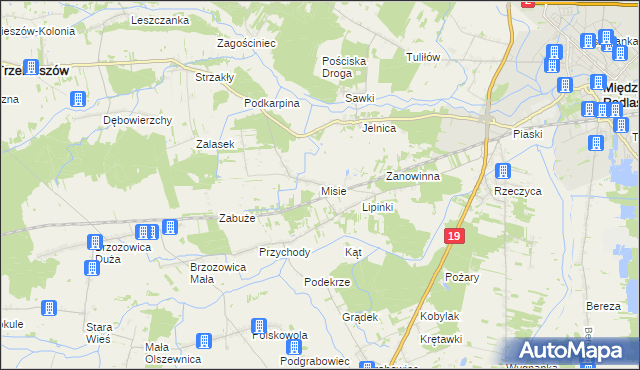 mapa Misie, Misie na mapie Targeo