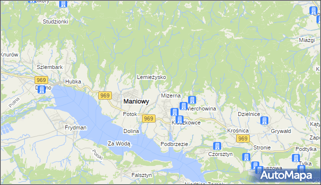 mapa Mizerna, Mizerna na mapie Targeo