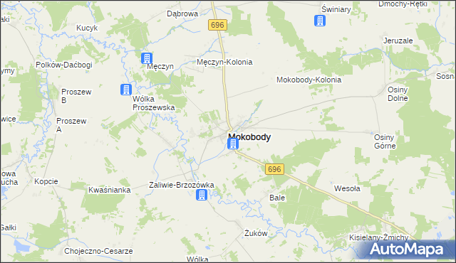 mapa Mokobody, Mokobody na mapie Targeo